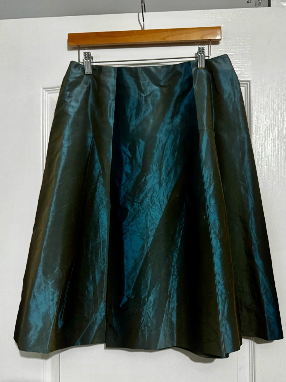 A-Line Teal Silk Preppy Quiet Luxury Vintage Talbots Satin Skirt